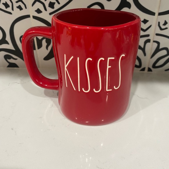 New Rae Dunn HUGS/ KISSES Double Sided Mug Red LL Lettering Mug Valentine’s Love - Picture 2 of 4